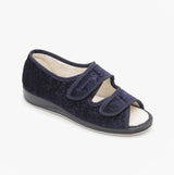 Padders LYDIA Womens (2E Fit) Touch Fasten Slippers Navy