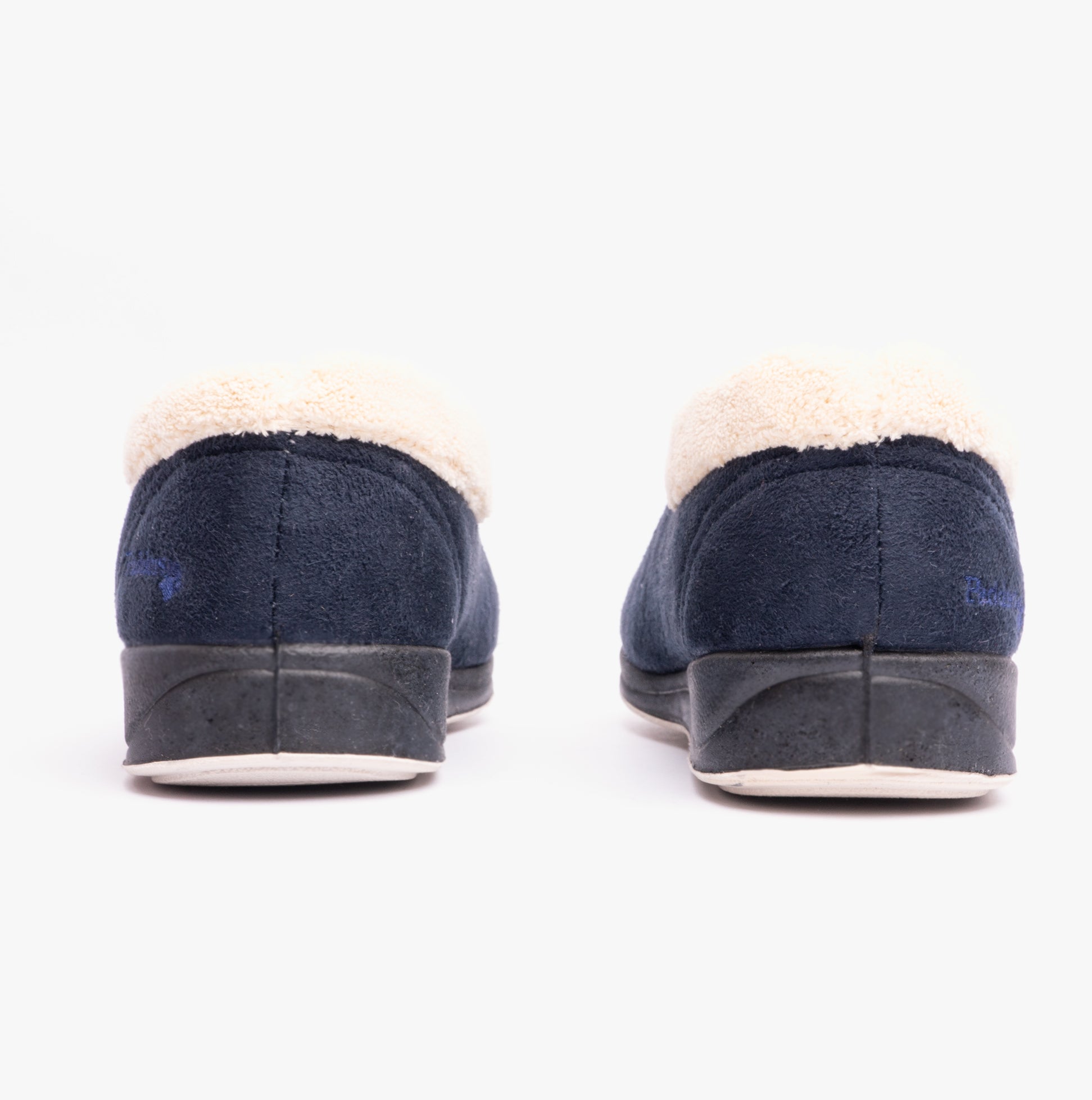 Padders CARMEN Womens (2E Fit) Full Slippers Navy rear view showcasing soft lining and comfortable sole.