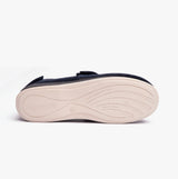 Padders WRAP Mens (G Fit) Easy Access Slippers Navy bottom view showing rubber sole features.