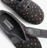 Padders CAMILLA Womens (2E Fit) Touch Fasten Polka Dot Slippers Grey/Multi