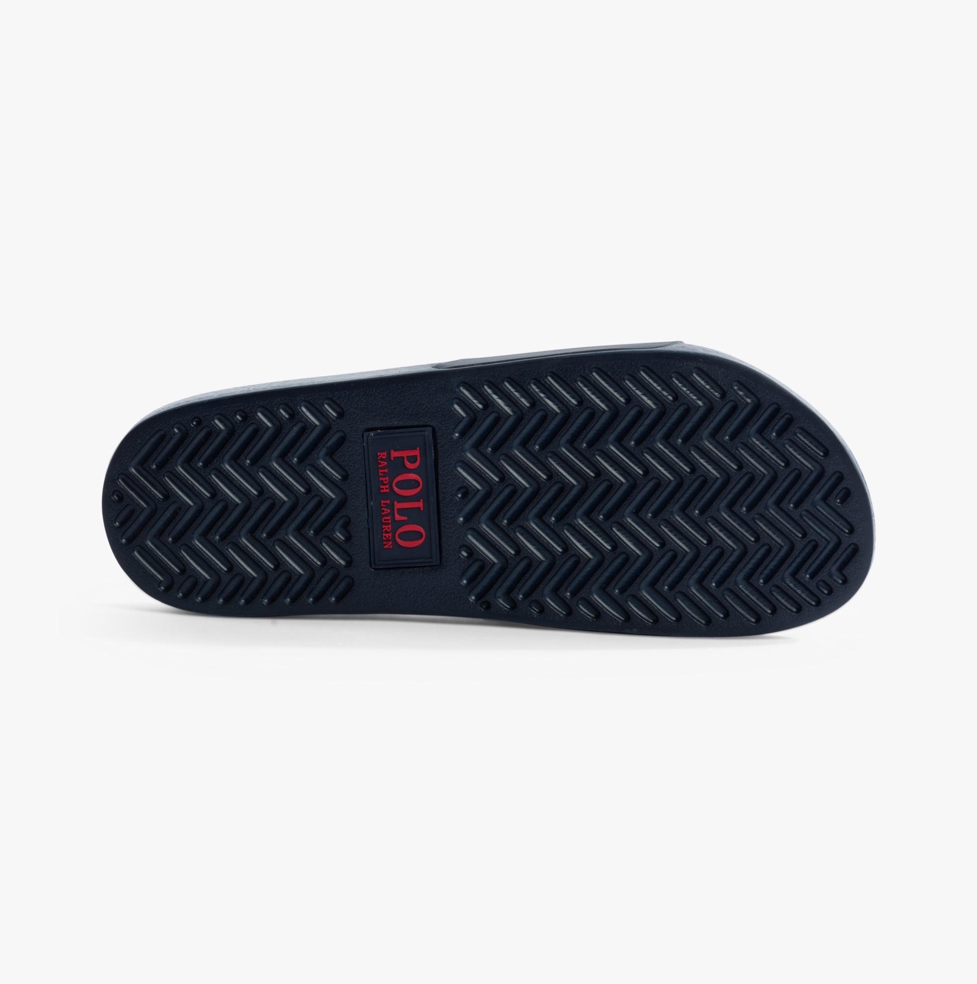 Polo Ralph Lauren POLO SLIDE Mens Sandals Navy/Red bottom view showing sole design and brand logo.