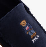 Polo Ralph Lauren BRENAN BEAR Mens Moccasin Slippers Navy Suede