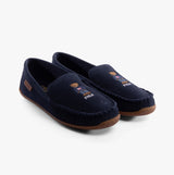 Polo Ralph Lauren BRENAN BEAR Mens Moccasin Slippers Navy Suede