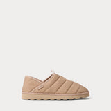 Polo Ralph Lauren EVERETT Mens Full Slippers Khaki side view showcasing quilted upper and slip-on design