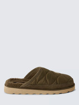 Polo Ralph Lauren READE SCUFF Mens Mule Slippers Olive side view showing quilted upper and soft lining.