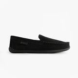 Polo Ralph Lauren BRENAN Logo Mens Dress Suede Slippers Black/Wine side view showcasing suede upper and rubber sole.
