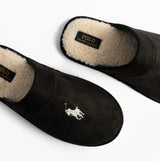 Polo Ralph Lauren KLARENCE Mens Mule Slippers Blackwatch/Cream top view showing soft lining and logo detail