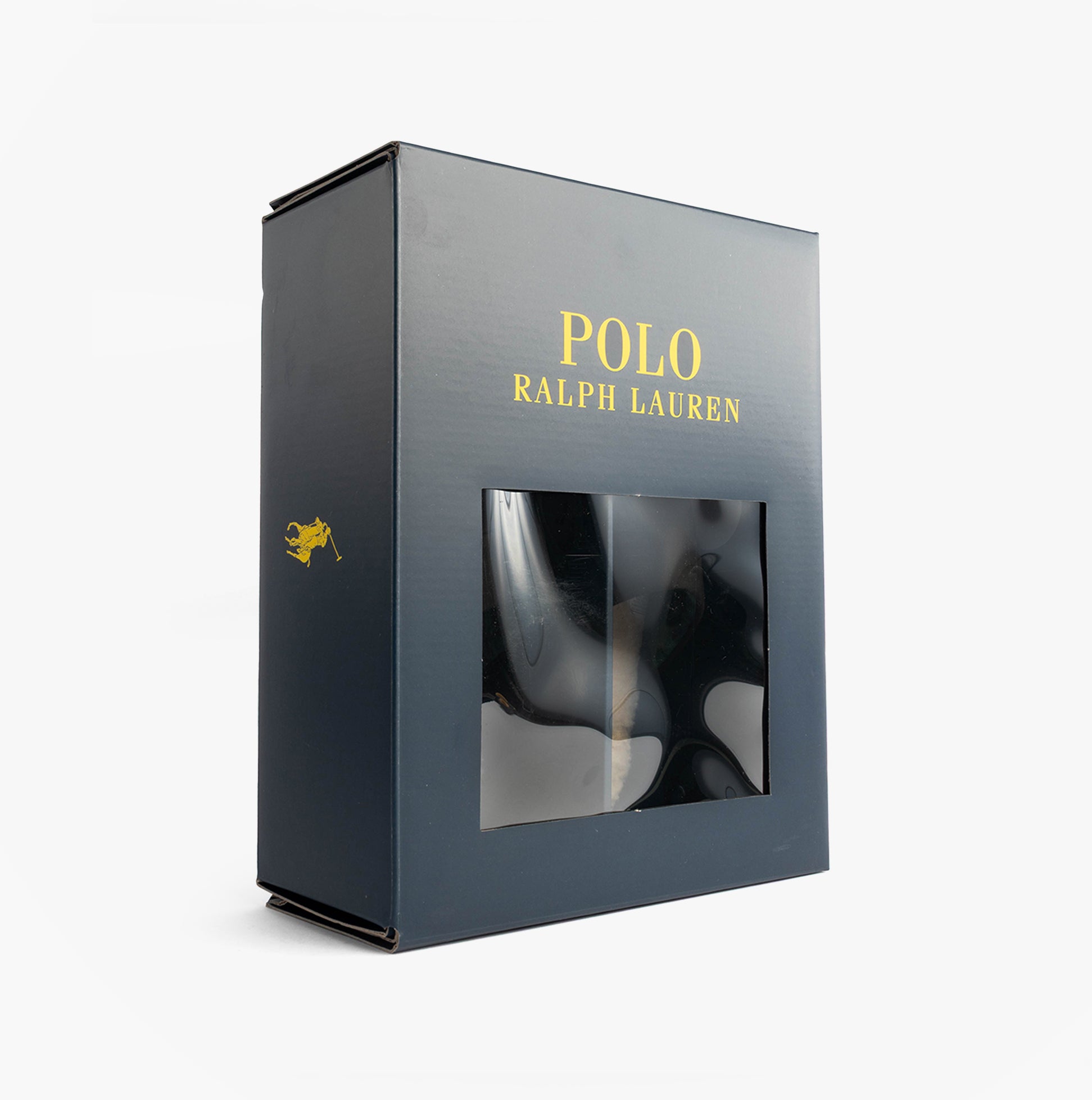 Polo Ralph Lauren KLARENCE Mens Mule Slippers Blackwatch/Cream packaged in a branded gift box, front view.