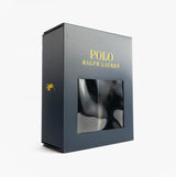Polo Ralph Lauren KLARENCE Mens Mule Slippers Blackwatch/Cream packaged in a branded gift box, front view.