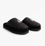 Polo Ralph Lauren READ SCFF II Mens Mule Slippers Black/Cream side view showing quilted design and logo.