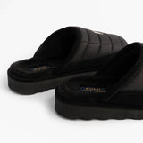 Polo Ralph Lauren READ SCFF II Mens Mule Slippers Black/Cream side view showing soft textile upper and rubber sole.