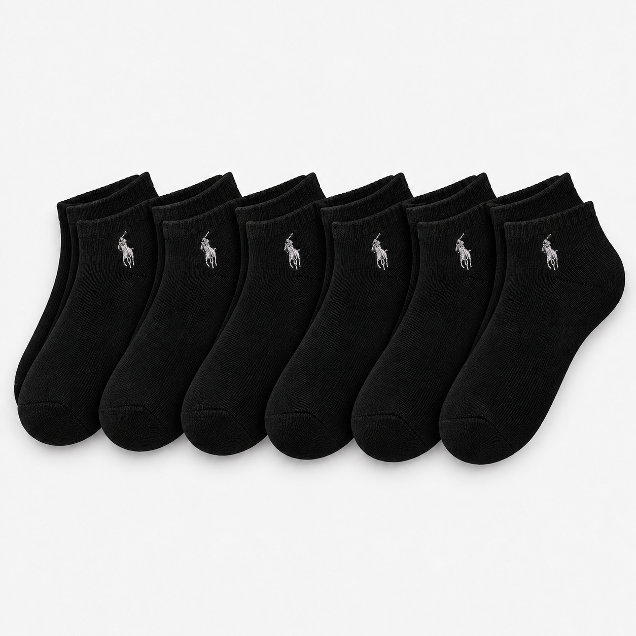 Polo Ralph Lauren Trainer Socks Mens Athletic Socks Black 6 Pack