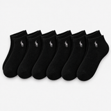Polo Ralph Lauren Trainer Socks Mens Athletic Socks Black 6 Pack