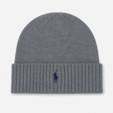Polo Ralph Lauren Hat and Scarf Set Mens Beanie Fawn Grey Heather
