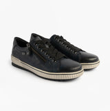 Remonte D0700-15 Womens Leather Causal Shoes Blue side view with lace-up and zip features