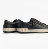 Remonte D0700-15 Womens Leather Causal Shoes Blue side view with zipper and lace-up closure.