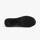 Remonte D0T08-02 Womens Front Zip Wedge Trainer Black bottom view showing synthetic sole and tread pattern.