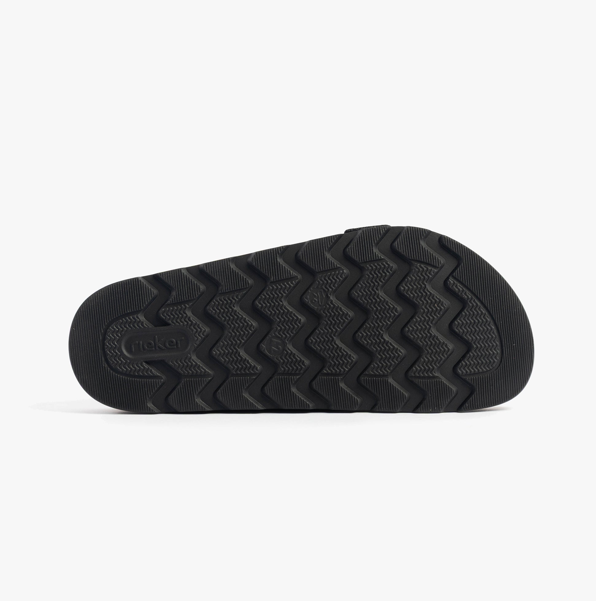 Rieker 21190-00 Mens Sandals Black sole view with textured EVA material for extra grip and comfort.