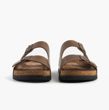 Rieker 21190-26 Mens Sandals Brown front view showing leather upper, comfortable design and flat sole.