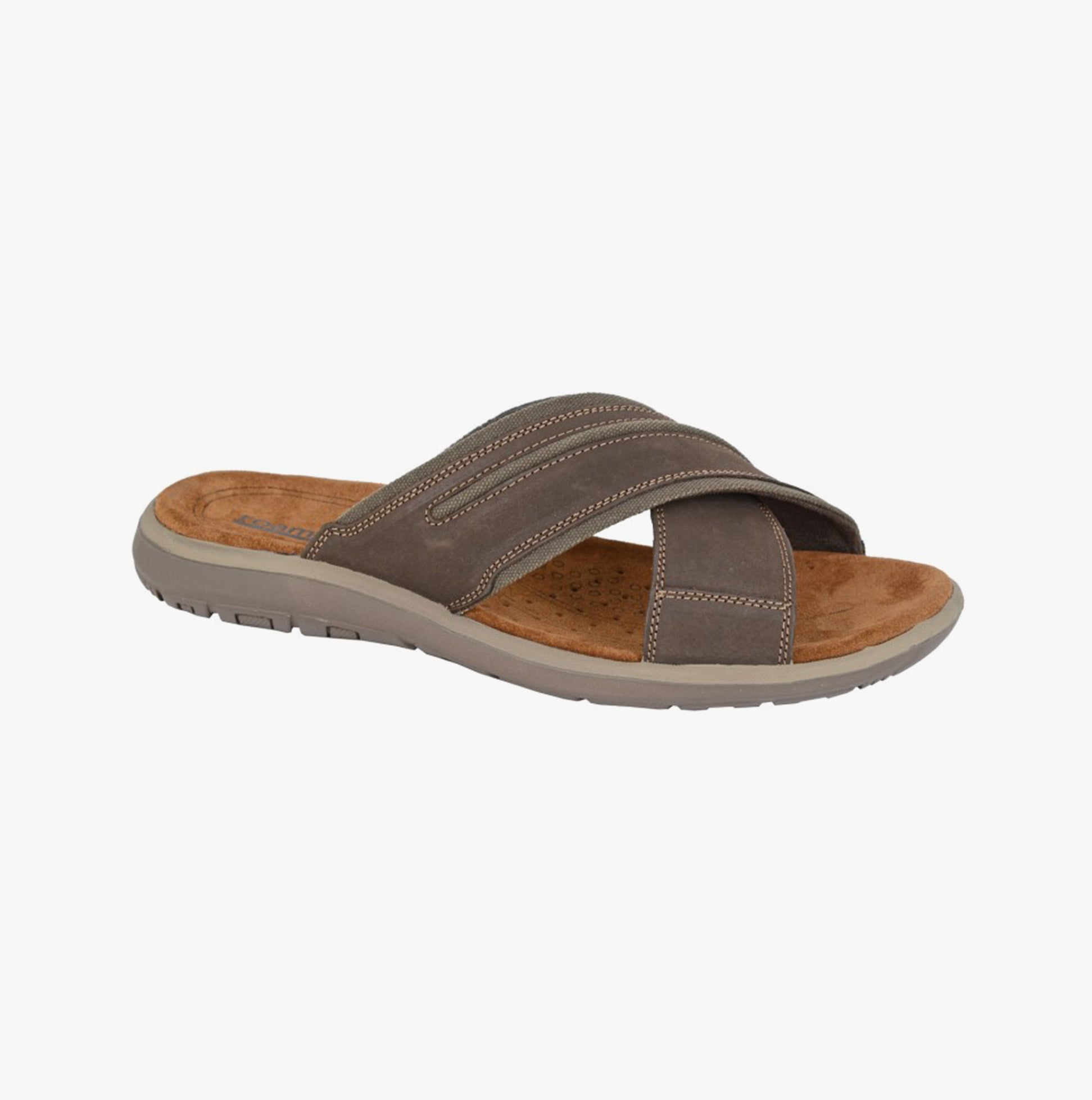Roamers M543B Mens Sandals Brown side view showcasing nubuck upper and lightweight PU sole.