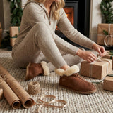 Shepherd BELLA Womens Sheepskin Slipper Boots Antique/Cognac