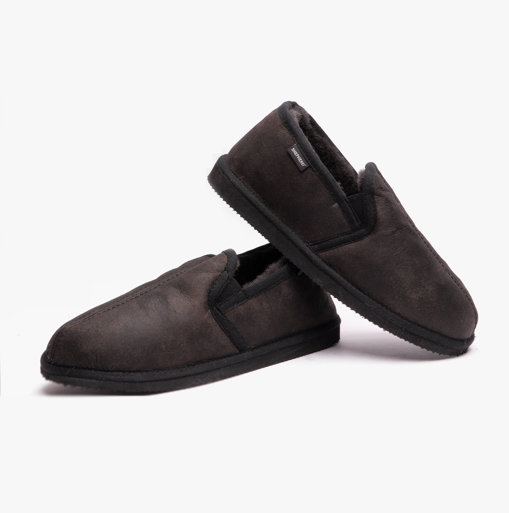Shepherd BOSSE Mens Full Slippers Matt Black