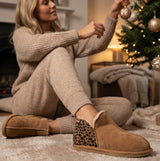 Shepherd ANNIE Womens Sheepskin Slipper Boots Leopard/Chestnut