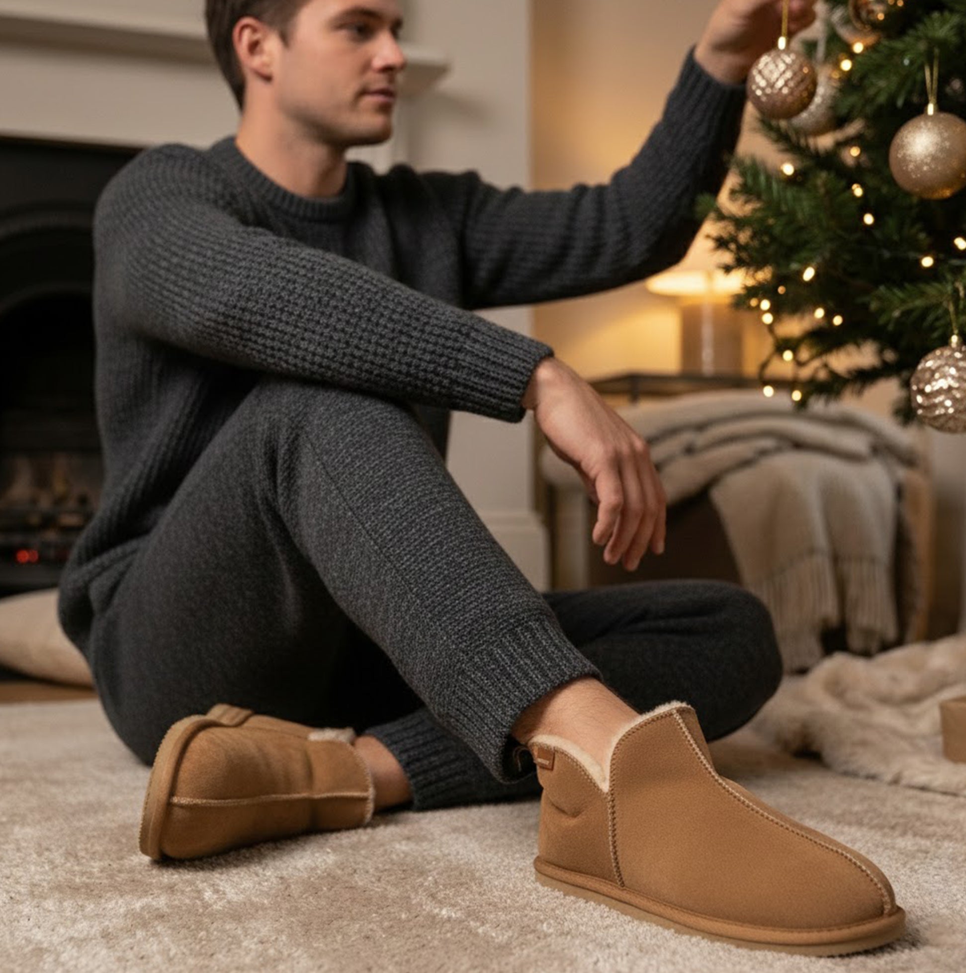 Shepherd ANNIE Womens Sheepskin Slipper Boots Cognac