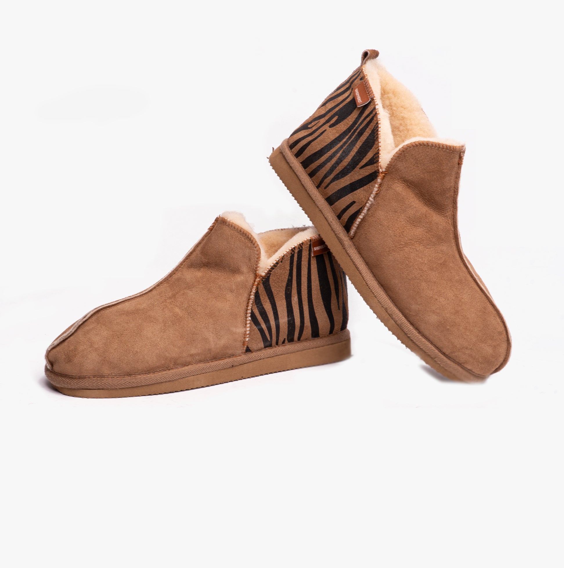 Shepherd ANNIE Womens Sheepskin Slipper Boots Chestnut/Tiger