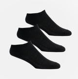 Shuperb Mens 3 Pack Of Trainer Socks Black: One Size front view showing three pairs of black crew socks.