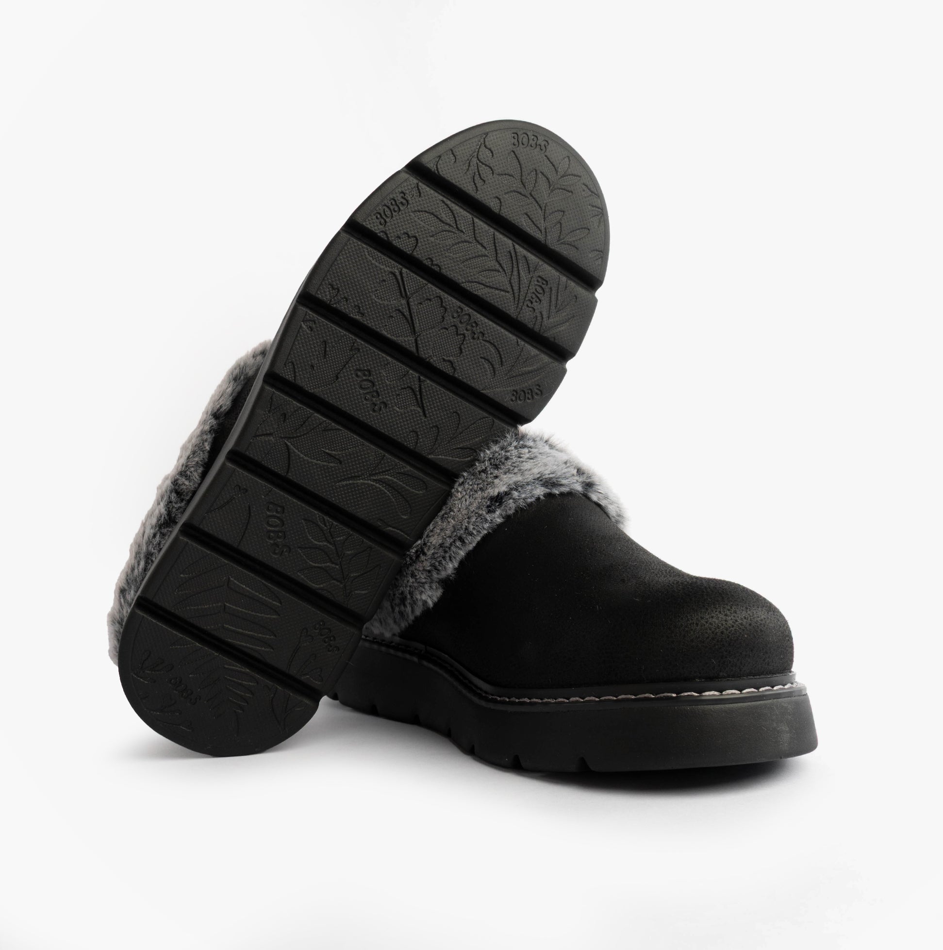 Skechers 114762/BBK KEEPSAKES LITE - COZY BLEND Womens Slippers Black bottom view showcasing the textured sole and warm lining.