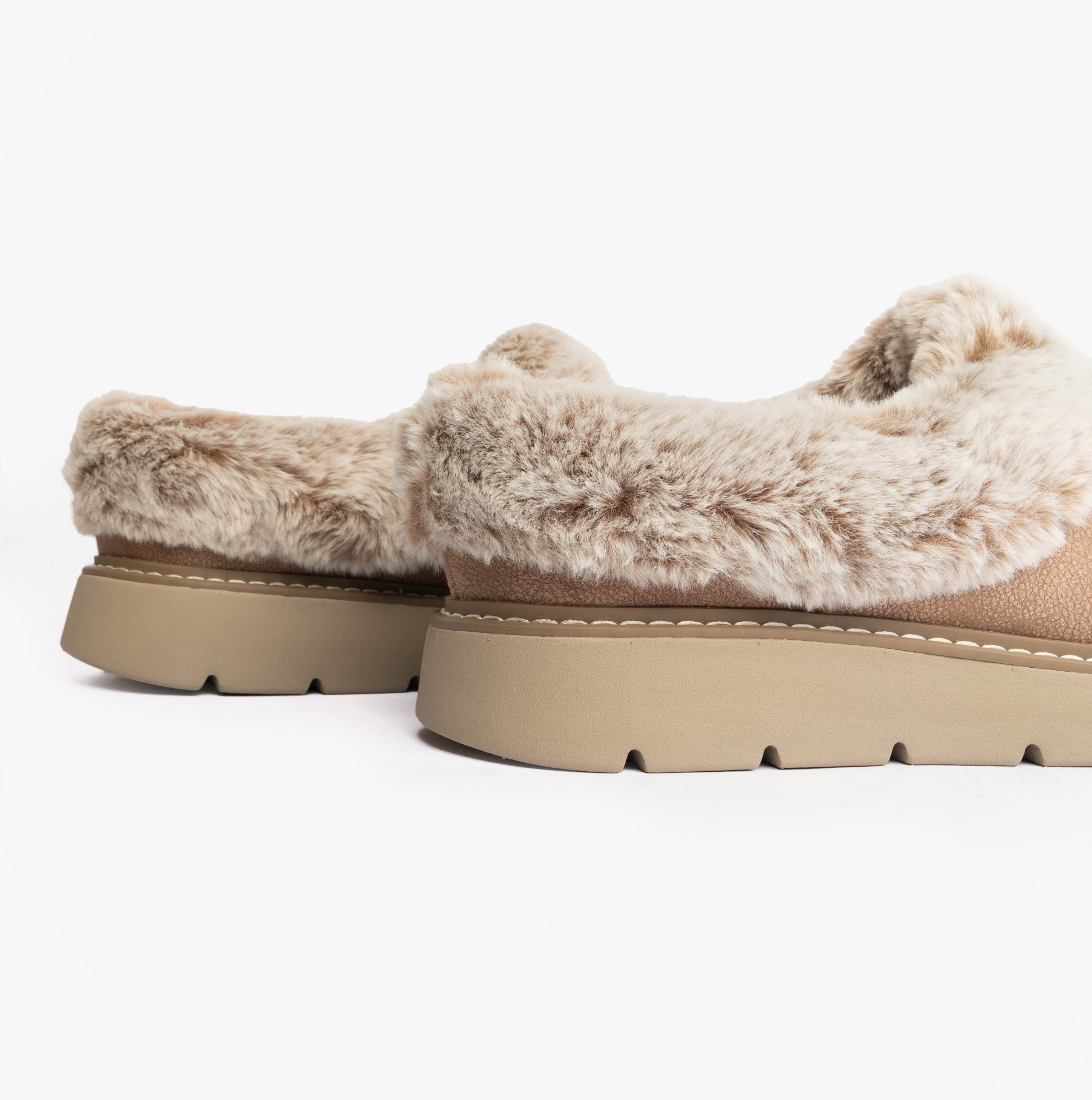 Skechers 114762/TPE KEEPSAKES LITE - COZY BLEND Womens Slippers Taupe side view showcasing plush lining and flexible outsole.
