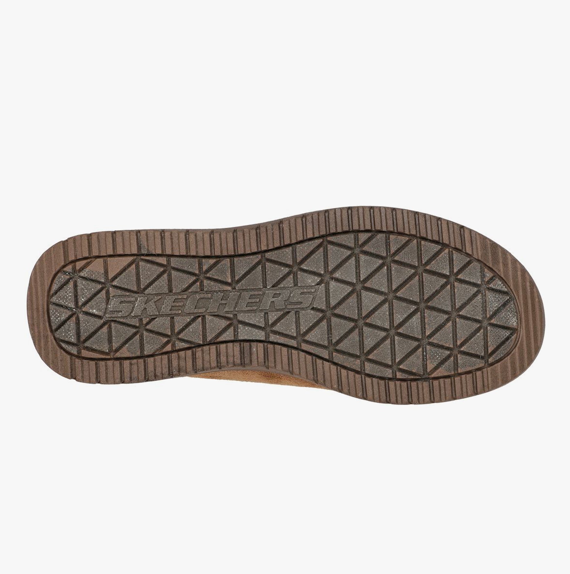 Skechers 204636/TAN MURETTE-GARVANZA Mens Slippers Tan bottom view showing textured sole with Skechers branding.