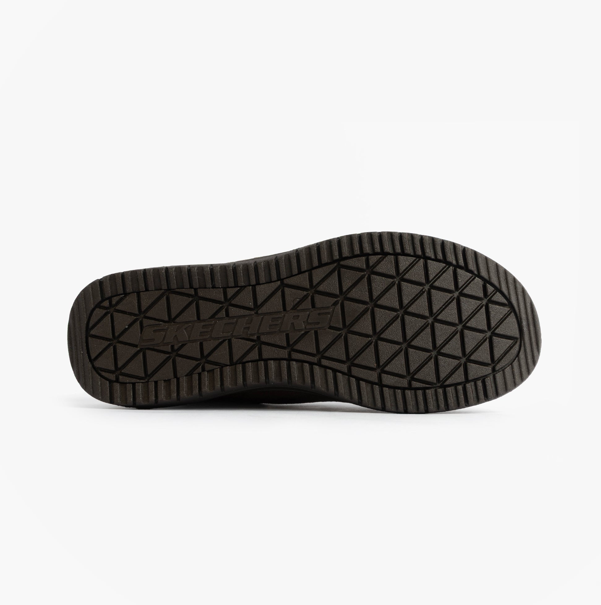 Skechers 204636/CHOC MURETTE - GARVANZA Mens Slippers Chocolate bottom view showing the textured sole with brand logo.