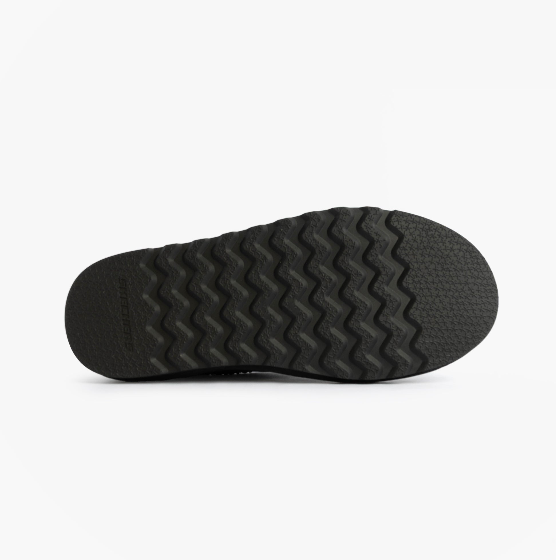Skechers 205605/BLK RENTEN - ULRICH Mens Slippers Black bottom view showcasing the textured synthetic sole.