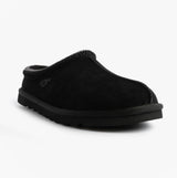 Skechers 205605/BLK RENTEN - ULRICH Mens Slippers Black side view, black textile mules, round toe, relaxed fit.