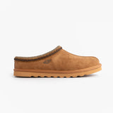 Skechers 205605/TAN RENTEN - ULRICH Mens Slippers Tan side view showcasing soft suede upper and slip-on design.