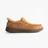 Skechers 205606/TAN MURETTE - SCOFIELD Mens Outdoor Slippers Tan side view showing synthetic upper and faux fur lining.