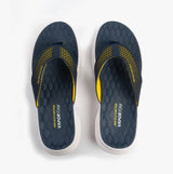 Skechers 232894/NVYL VAPOR FOAM SANDAL - SAYTO Mens Sandals Navy/Yellow top view showing synthetic upper and comfortable design.