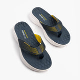 Skechers 232894/NVYL VAPOR FOAM SANDAL - SAYTO Mens Sandals Navy/Yellow top view with slip-on design and comfort features.
