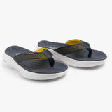 Skechers 232894/NVYL VAPOR FOAM SANDAL - SAYTO Mens Sandals Navy/Yellow side view showcasing synthetic upper and rubber sole.