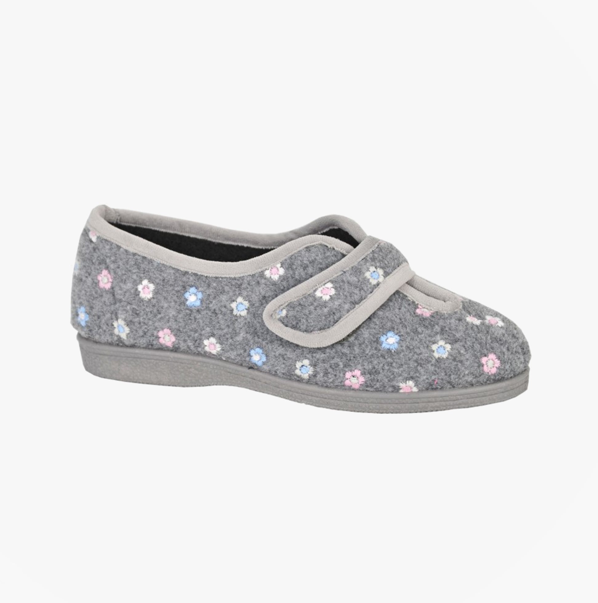 Sleepers MATILDA Womens Touch Fasten/Velcro Slippers Grey