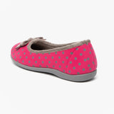 Sleepers LOUISE Womens Full Slippers Pink side view showing dotted pattern and slip-on design.