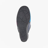 Sleepers KIMBERLY Womens Mule Slippers Grey Multi, view of the sole with rubber texture, showcasing durability and grip.