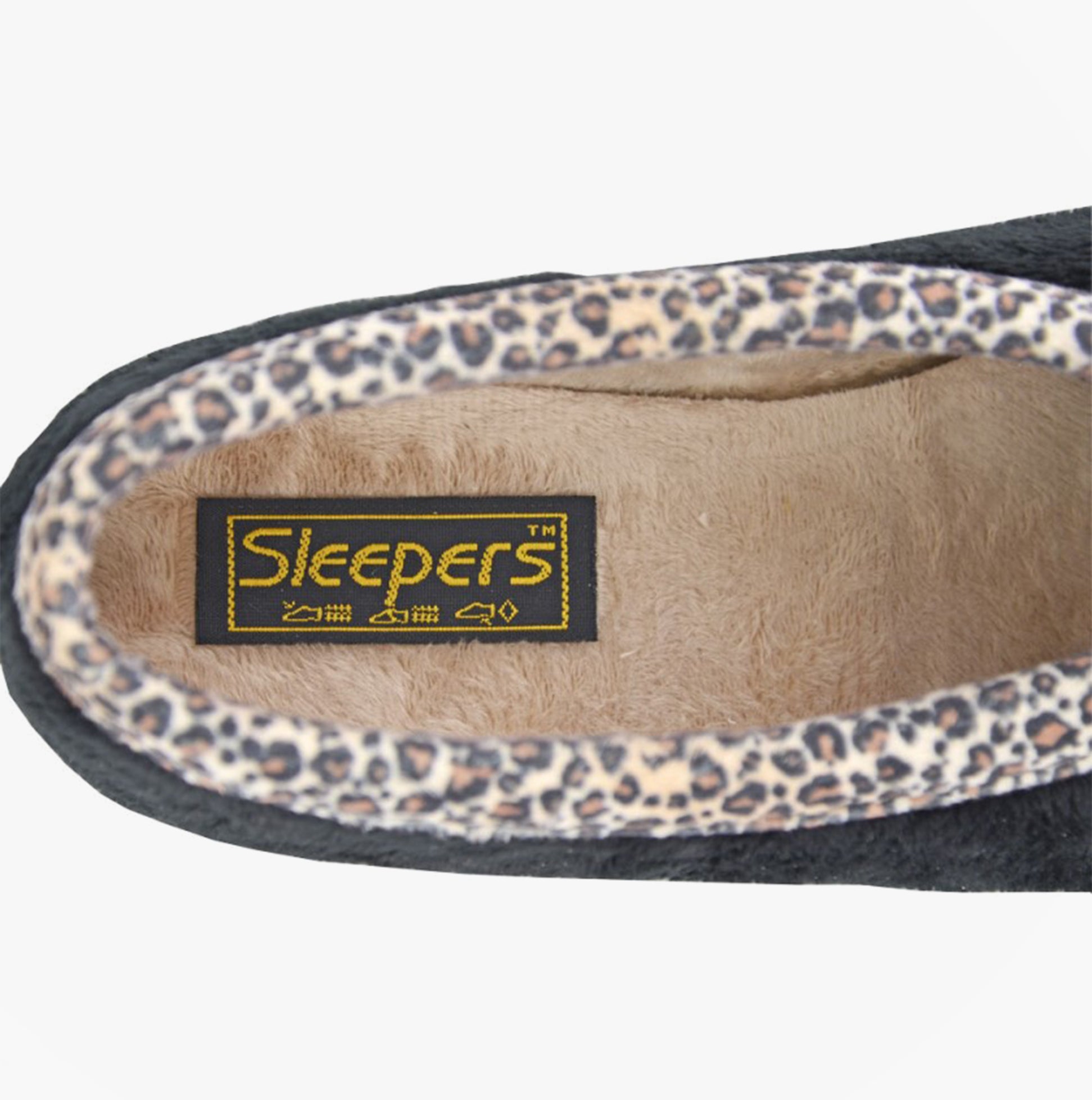 Sleepers DAWN Womens Full Slippers Slippers Burgundy/Ocelot top view showing leopard print lining and brand logo.