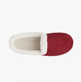 Top view of Sleepers SANDIE Womens Collared Full Slippers Wine showing soft lining and round toe design.