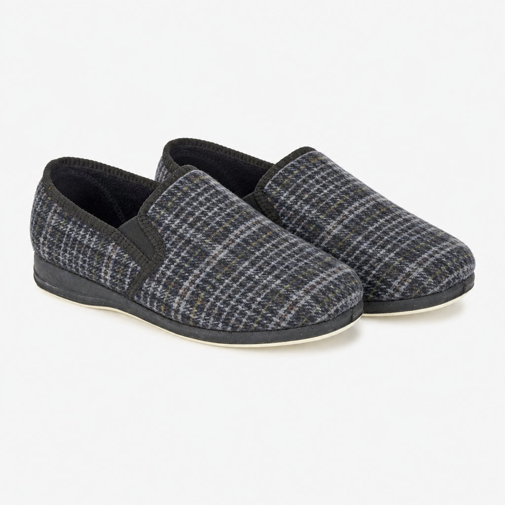 Sleepers JOSEPH Mens Full Slippers Grey Check
