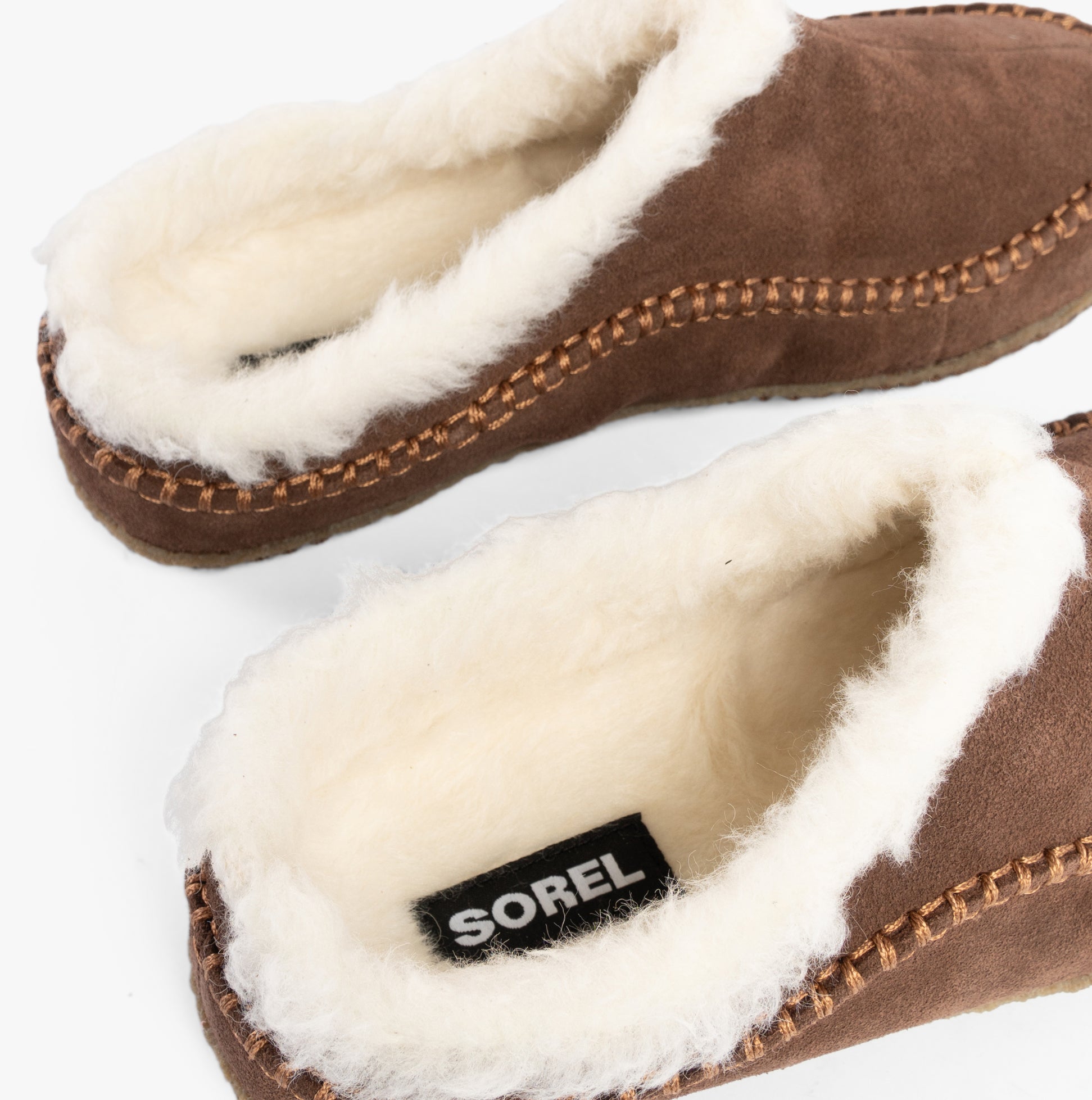 Sorel LANNER Mens Slippers Tobacco top view showcasing soft lining and suede upper for ultimate comfort.
