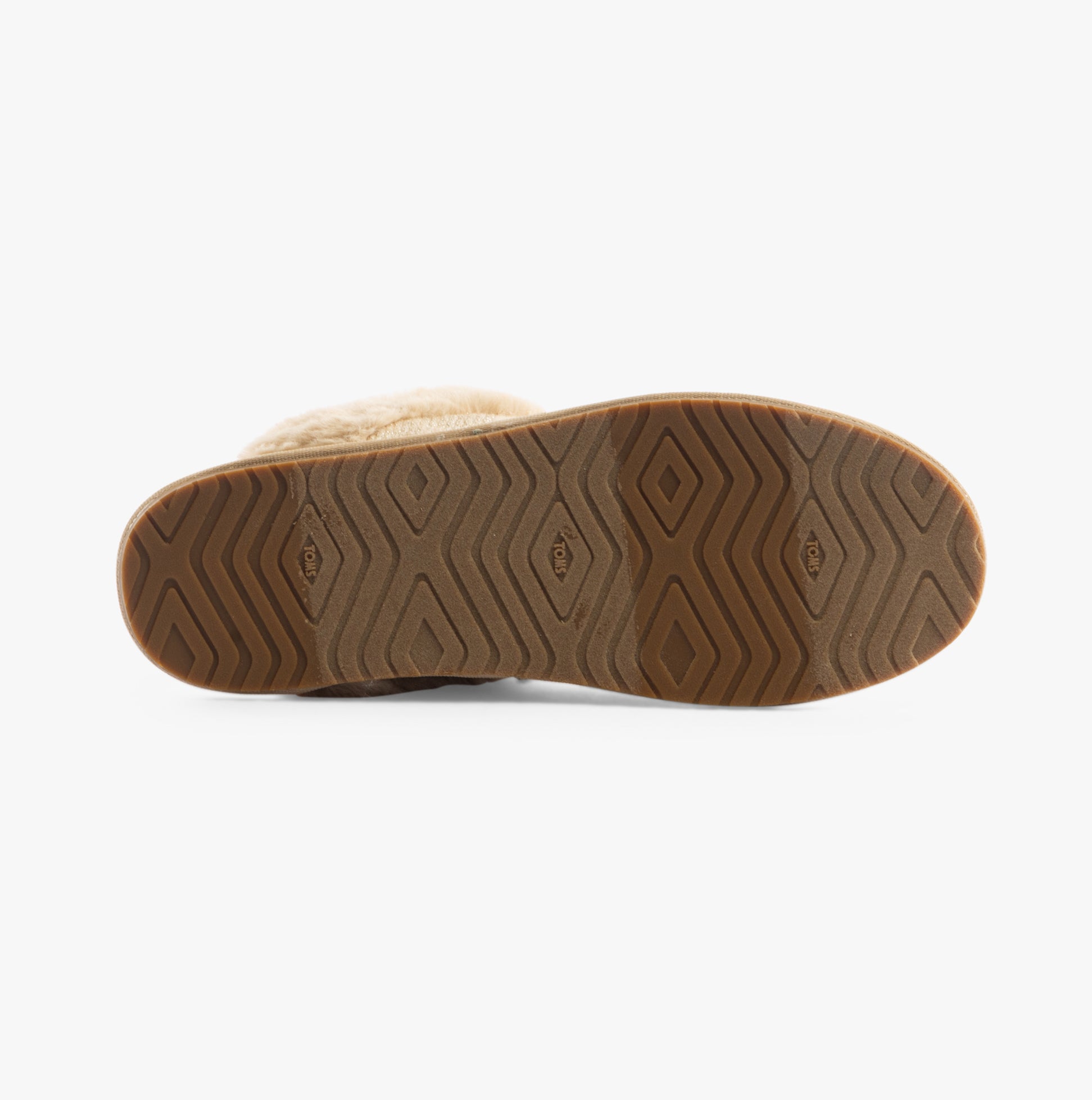 TOMS VALERIE Womens Slippers Natural bottom view with rubber sole showcasing traction design.