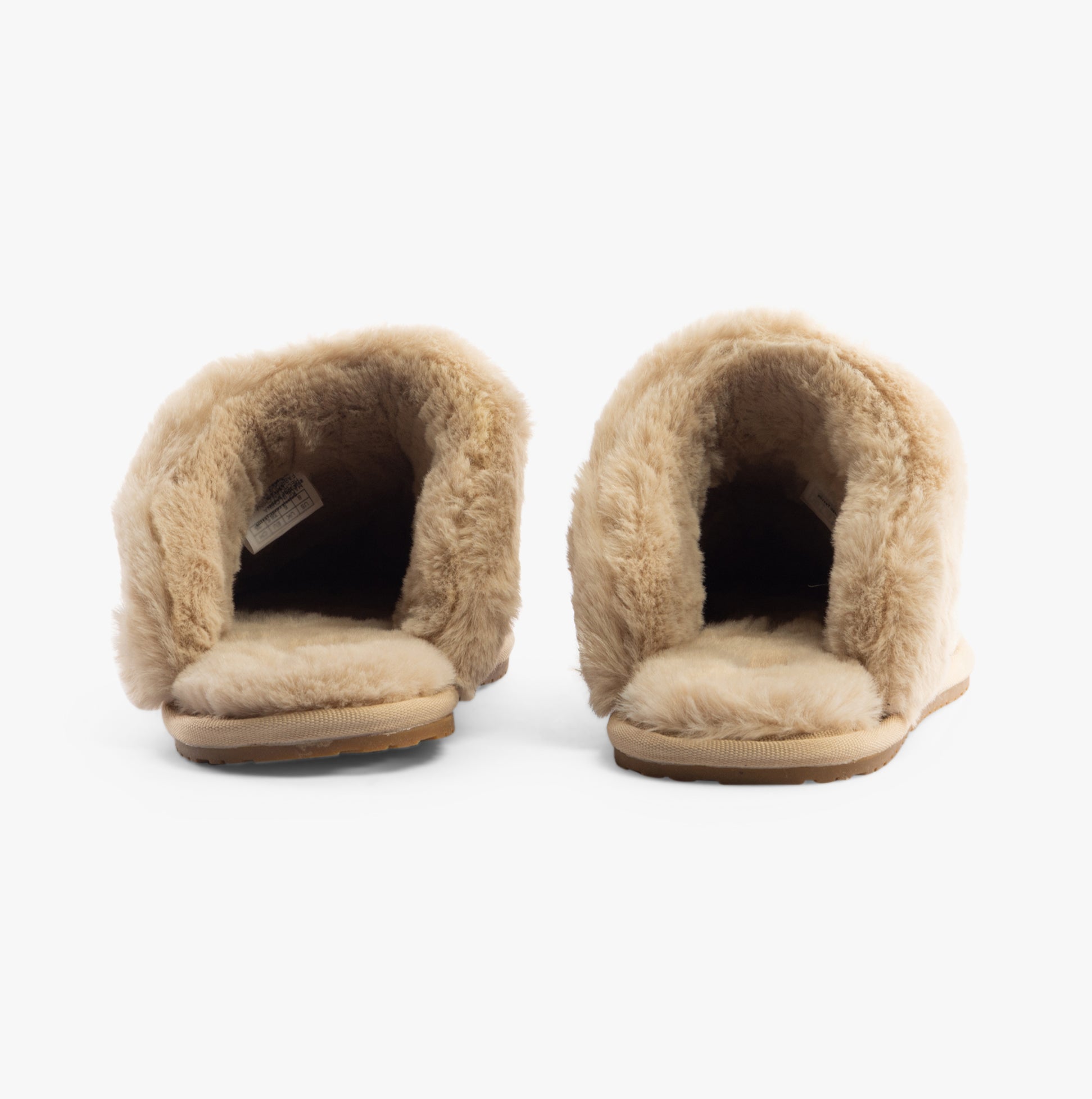 TOMS VALERIE Womens Slippers Natural back view showing plush interior and slip-on design in beige color.